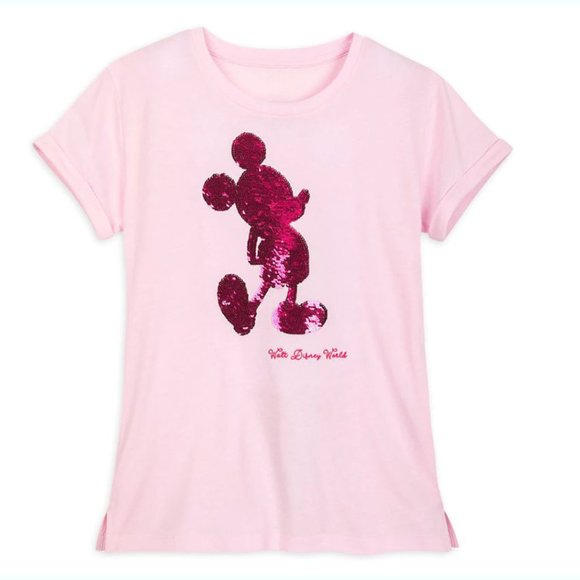 Disney Tops - Imagination Pink Sequined Disney Mickey Mouse Tee